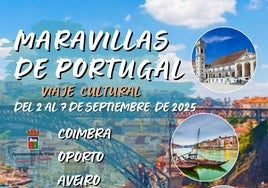 Cartel del viaje a las maravillas de Portugal.