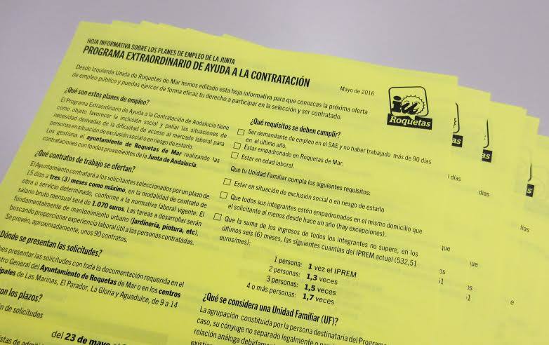 IU Roquetas informa sobre la oferta de empleo del Programa de Ayuda a la Contratación