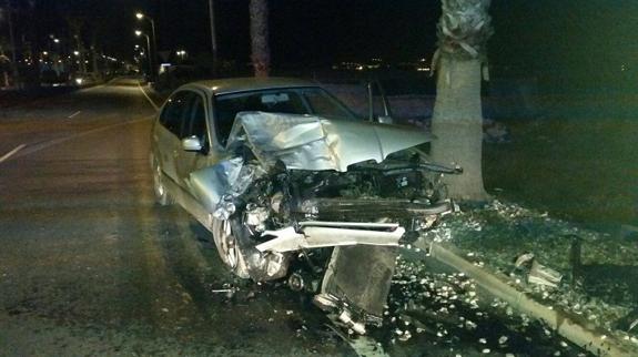 Roba un vehículo en Roquetas y se estrella contra una palmera