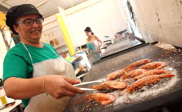 Gambón a la plancha en una caseta.