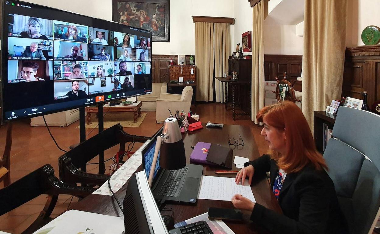 Reunión telemática, esta mañana, del equipo de Gobierno.