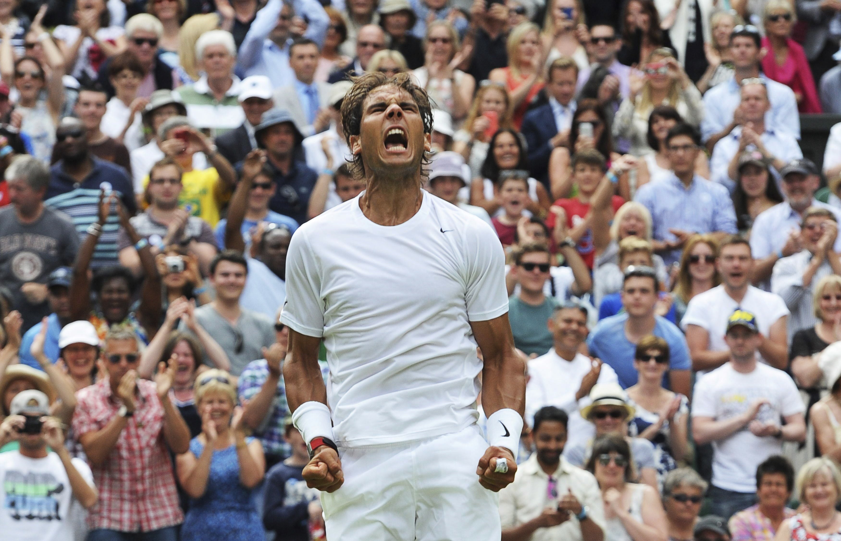 Nadal celebra su triunfo frente a Rosol.