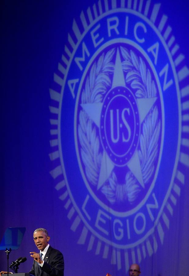 Barack Obama habla en la Convención Nacional de la Legión Americana.