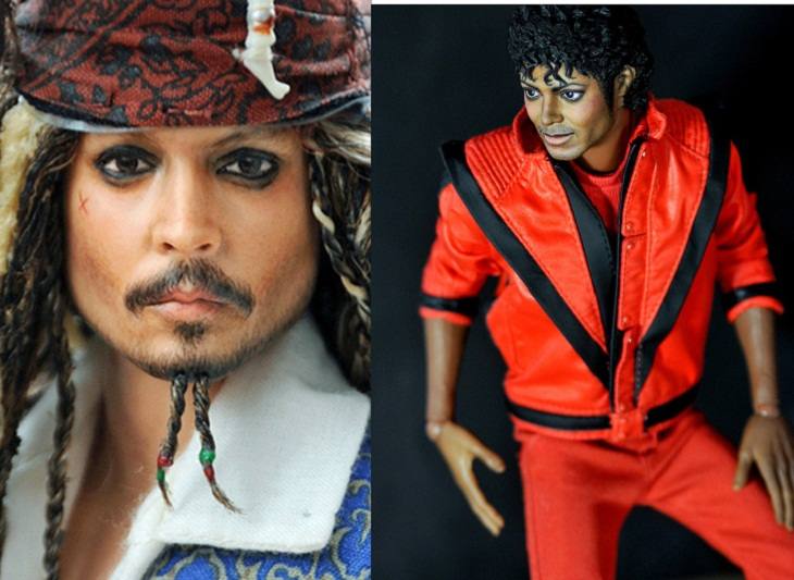 Johny Depp como Jack Sparrow y Michael Jackson. 