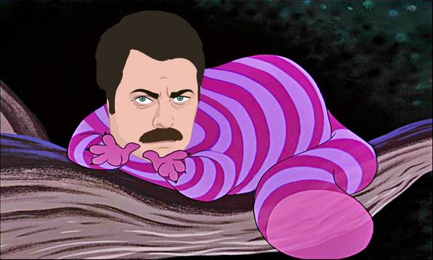 Nick Offerman como El Gato de Cheshire. 