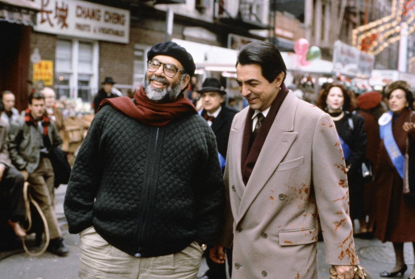 Francis Ford Coppola, junto a Joe Mantegna, durante el rodaje de 'El Padrino III'.