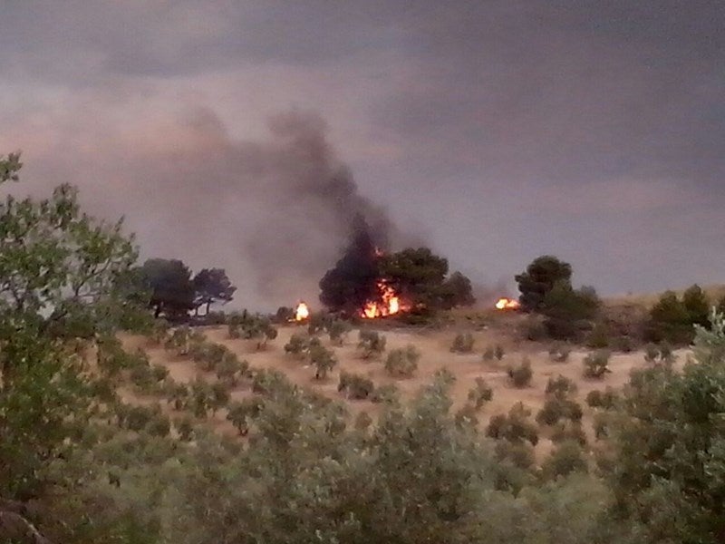 El fuego desde la estación de Huesa
