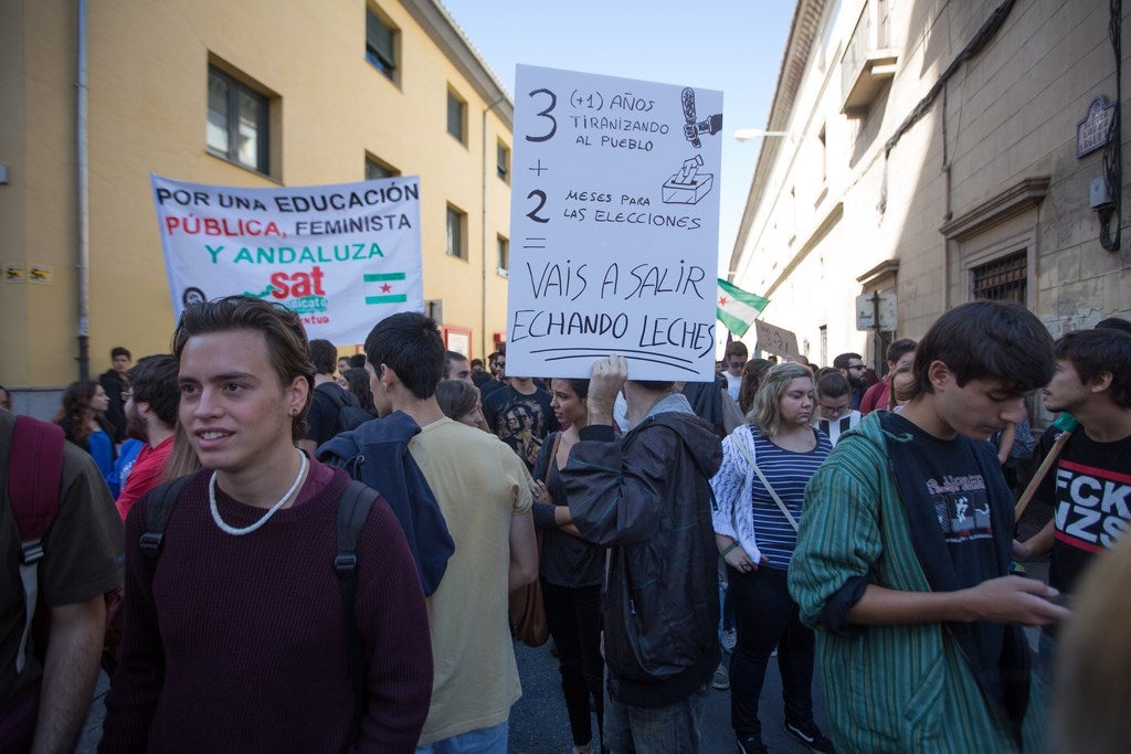 Un millar de estudiantes protestan en el centro de Granada contra la Lomce