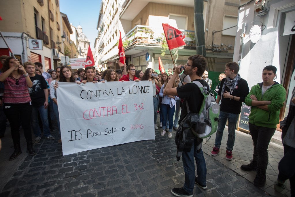 Un millar de estudiantes protestan en el centro de Granada contra la Lomce