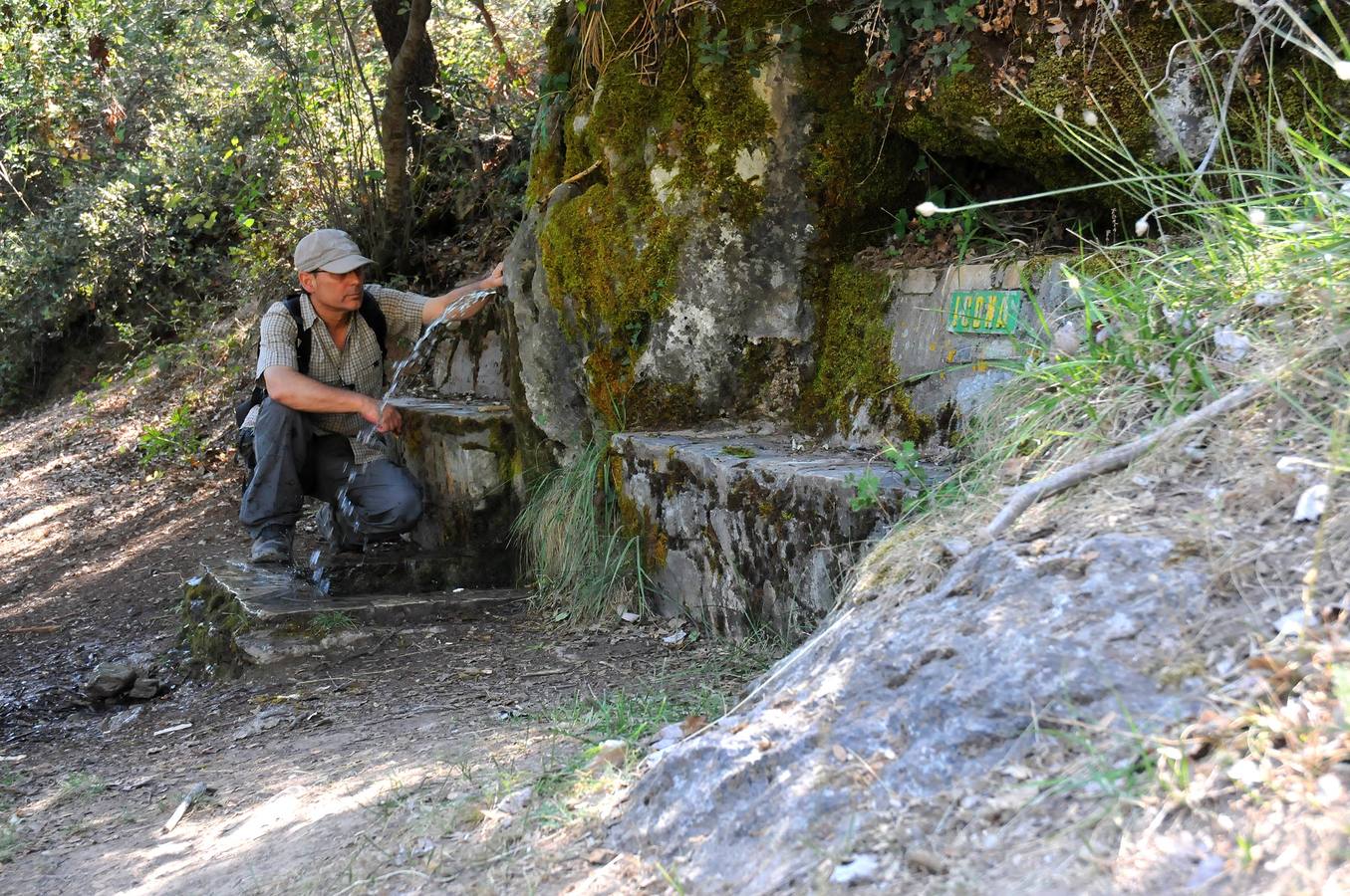 Fuentefría en la Alfaguara, el agua surge de las rocas.