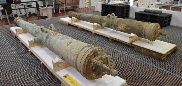 Los dos cañones fueron presentados en el Museo Nacional de Arqueología Subacuática de Cartagena.
