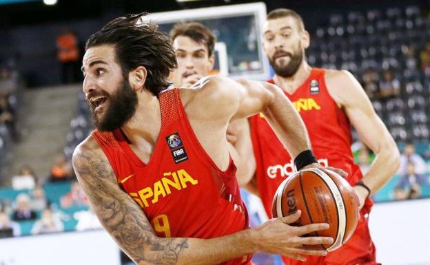 Ricky Rubio, durante el partido ante Croacia. 