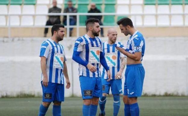 Fran Hernández, Bustos, Romario e Illescas, jugadores del CF Motril. 