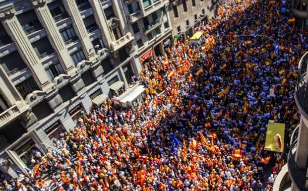 Vista de la manifestación del domingo en Barcelona.