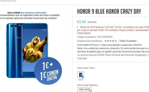 Se desata la locura por comprar el móvil Honor 9 por 1 euro