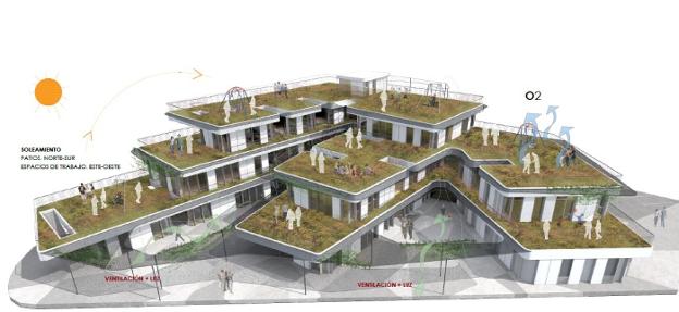 Recreación virtual del edificio de La Vega de Acá que servirá de asiento a las asociaciones.