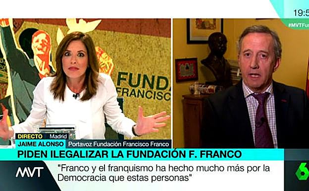 El enorme 'zasca' de Mamen Mendizabal al portavoz de la Fundación Franco que aplauden las redes
