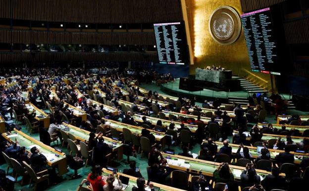 Votación de la medida en la Asamblea General de la ONU.