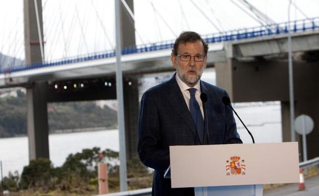 Rajoy, durante su intervención en el acto de inauguración de la ampliación del puente de Rande, en Moaña.