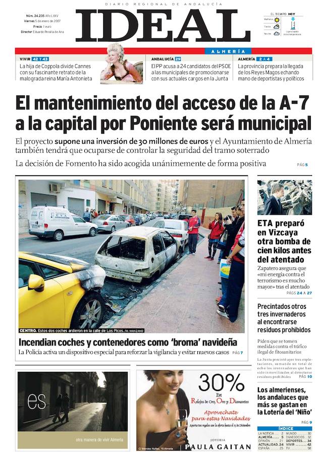 En 2007: El mantenimiento del acceso de la A-7 a la capital por Poniente será municipal
