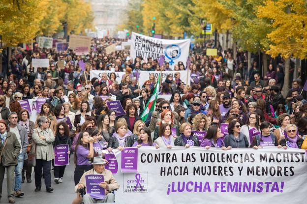Noviembre de 2017. Manifestación en el Día Internacional de la eliminación de la violencia contra la mujer en Granada.