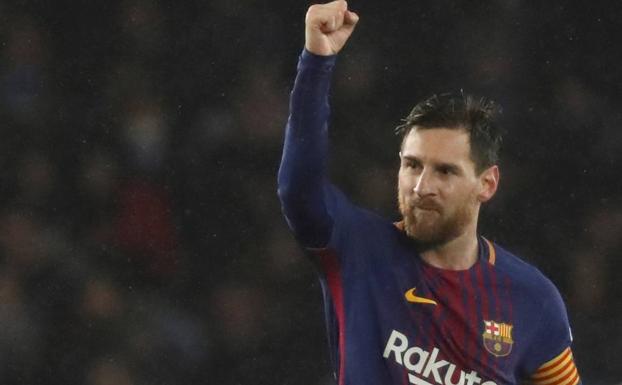 Leo Messi celebra un gol. 