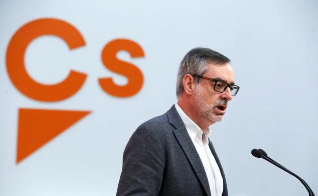 Villegas, durante la rueda de prensa celebrada tras la reunión ejecutiva de la formación naranja esta mañana en la sede de Madrid. 