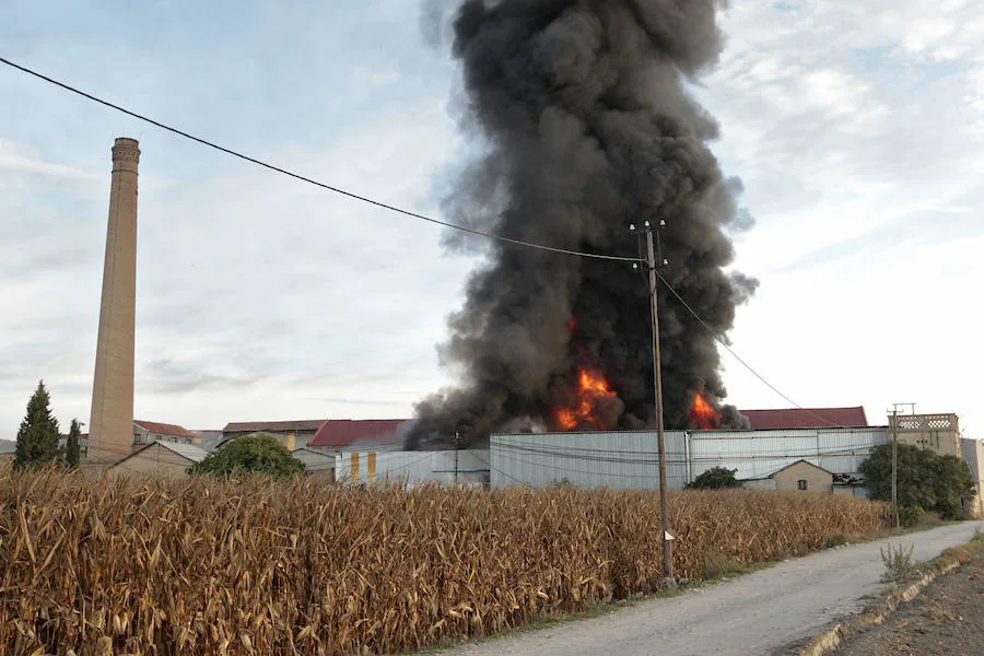El fuego reduce a escombros las instalaciones de la empresa Alber ubicada en el polígono industrial de la extinta Azucarera del Genil a la altura del Puente de los Vados. 12 de octubre de 2012