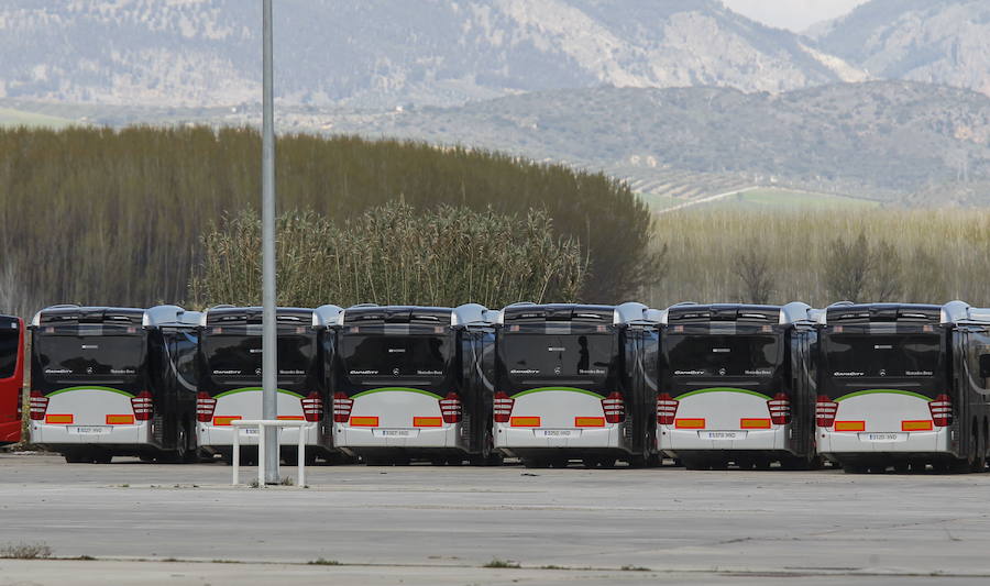 Autobuses de la LAC en las cocheras de Rober. 31/03/2014