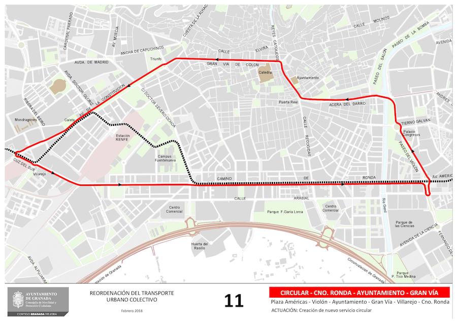 Estas son las 19 líneas que se verán afectadas o, incluso, creadas, con el nuevo mapa del transporte público en Granada. Los recorridos implicados corresponden a las líneas: N4, 3, 4, 5, 6, 11, 13, 21, C30, C31, C31, C33, C34, C35, N1, N3, S3, S0 y S2