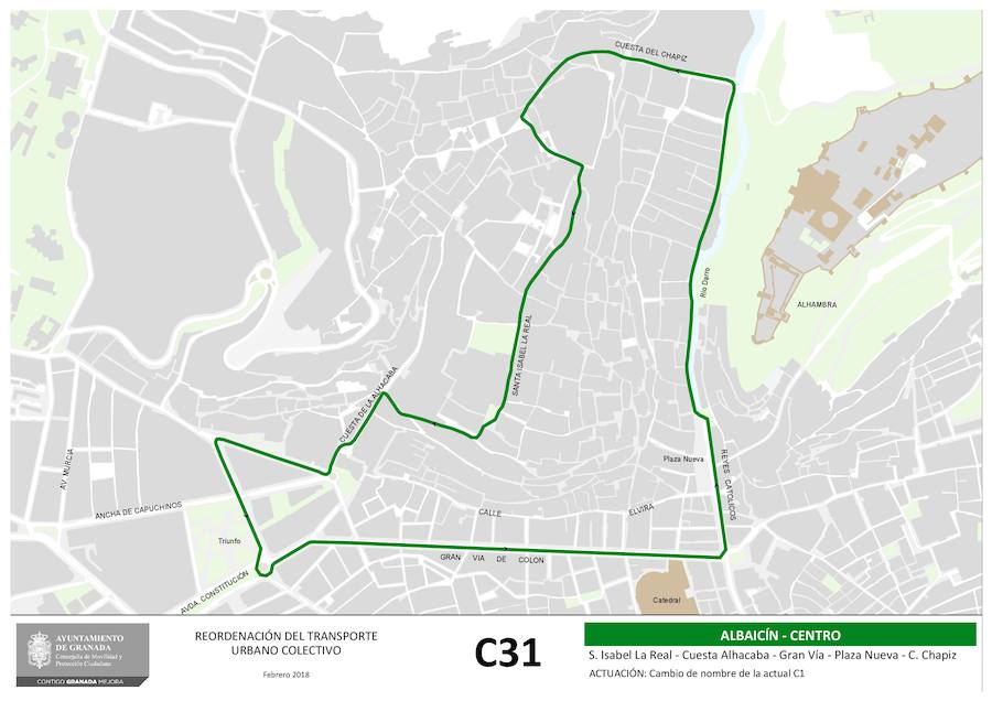 Estas son las 19 líneas que se verán afectadas o, incluso, creadas, con el nuevo mapa del transporte público en Granada. Los recorridos implicados corresponden a las líneas: N4, 3, 4, 5, 6, 11, 13, 21, C30, C31, C31, C33, C34, C35, N1, N3, S3, S0 y S2