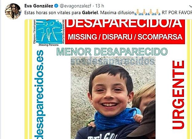 "Por favor, máxima difusión": famosos y medios de toda España se vuelcan con Gabriel