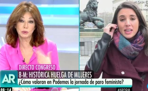 Twitter arde con el 'dardo' de Irene Montero a Ana Rosa Quinta por la huelga