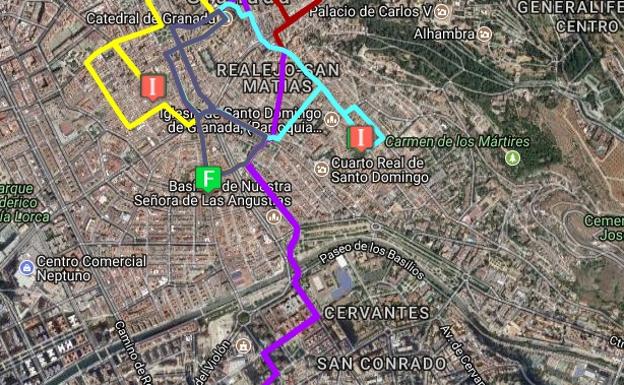 Todos los cortes de tráfico por el Lunes Santo en Granada: calles cerradas y cambios en los autobuses