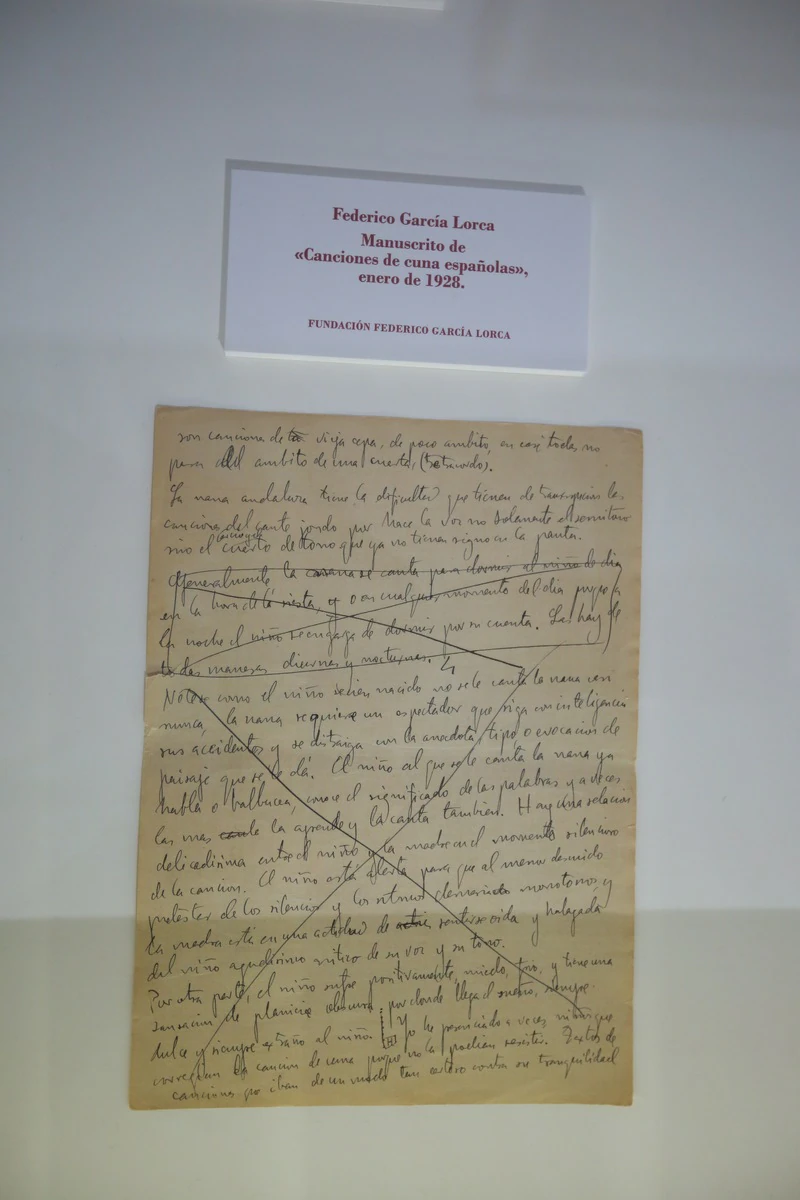 Manuscrito de 'Canciones de cuna españolas', de enero de 1928. Fundación Lorca.