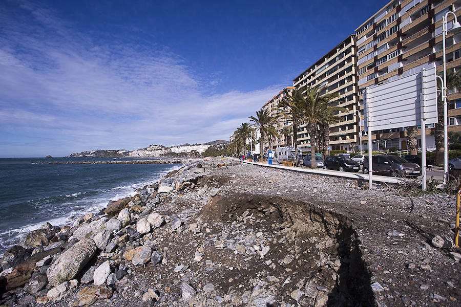 El Gobierno destina más de un millón de euros para reparar los destrozos que el temporal causó en febrero en las playas granadinas, que también afectó a algún paseo marítimo.