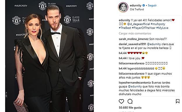 Las fotos de Edurne que deslumbran: vestidazo y cariñosa con De Gea