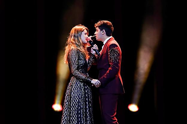 Amaia y Alfred, durante los ensayos de ayer. 