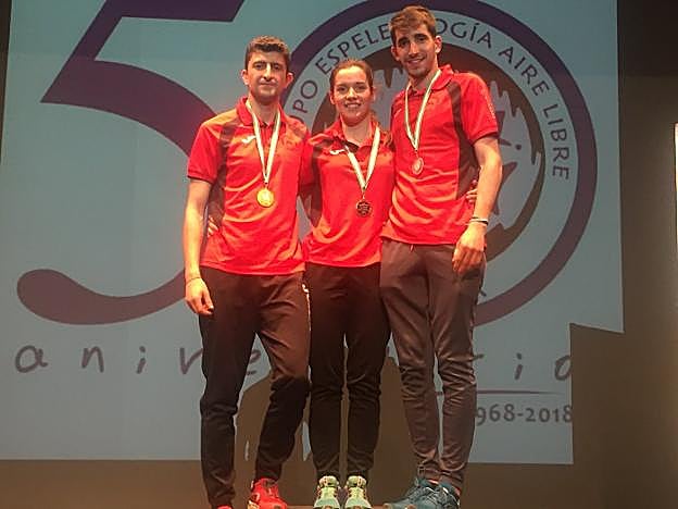 Los tres integrantes del Grupo de Espeleología de Villacarrillo.