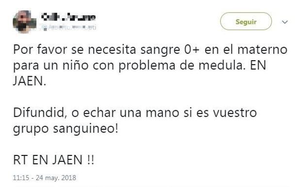 Alertan de un bulo que pide donaciones de sangre para un niño enfermo en Jaén