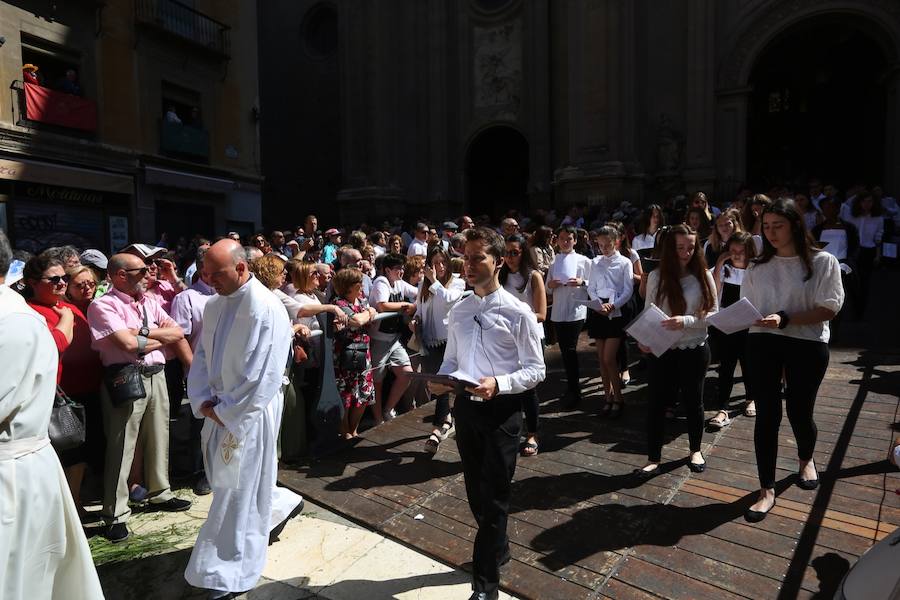 El extenso cortejo ha mezclado los elementos civiles y religiosos en un colorido desfile que ha sido seguido por miles de personas en la calle. Puede ver más fotos del Corpus en  este enlace . 