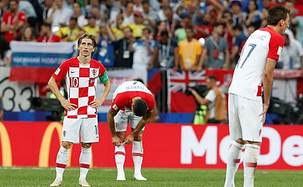 Luka Modric, cariacontecido sobre el césped del Luzhniki. 