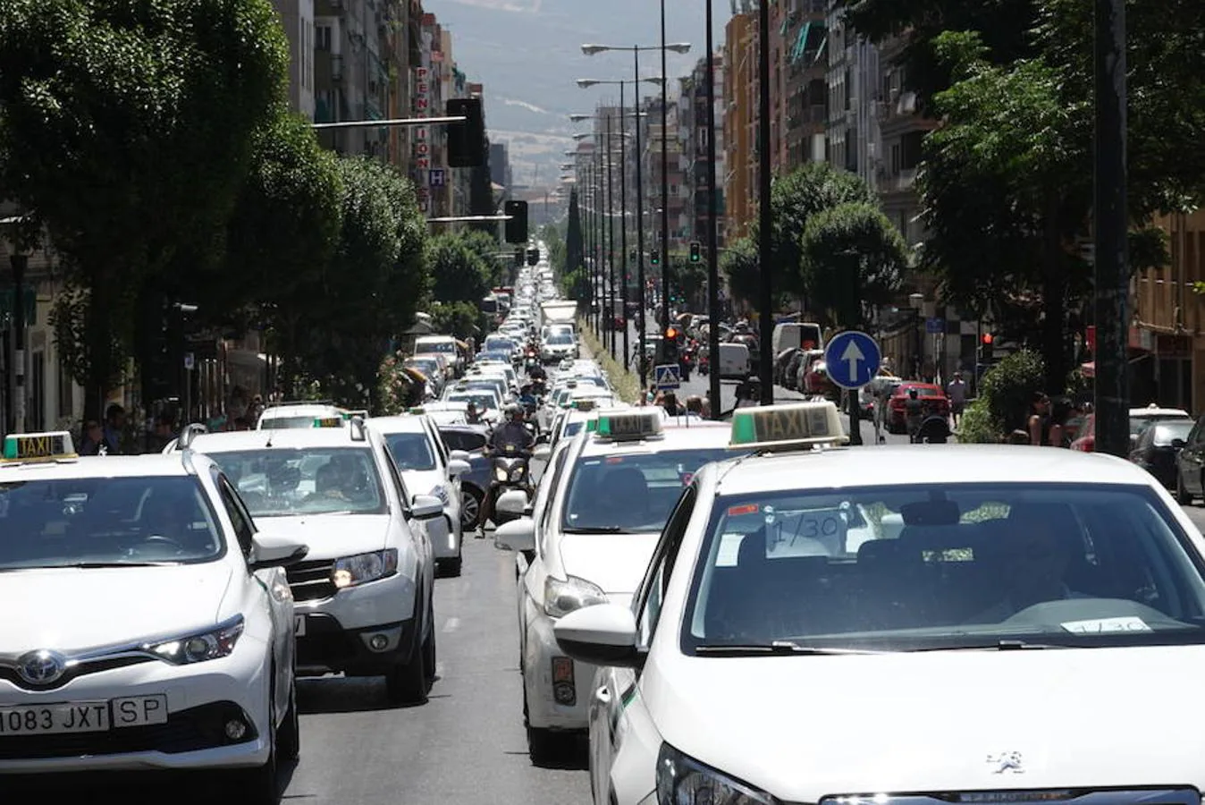 Ha tenido lugar una «marcha lenta» que ha atravesado la avenida Andalucía, Gran Vía y ha llegado hasta el Palacio de Congresos