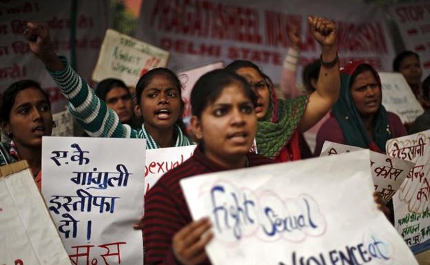 Manifestación contra las violaciones en la India.