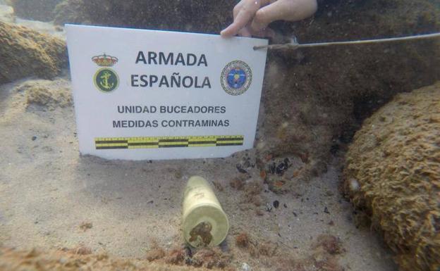 Fotografía del proyectil facilitada por la Armada Española en Cartagena. 