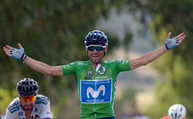 Valverde celebrando la victoria.