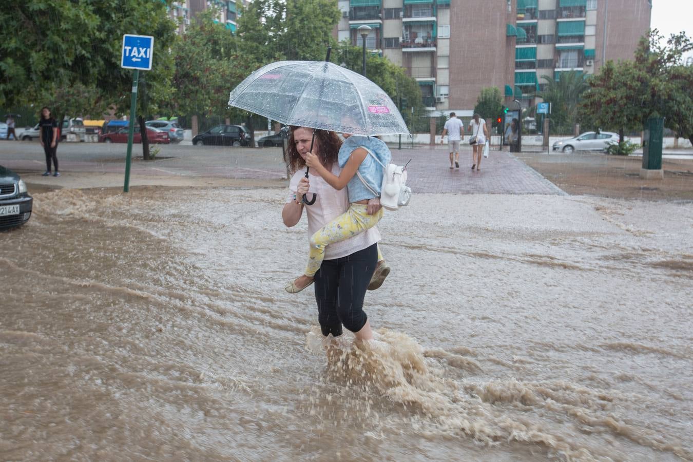 Una tromba anegó calles en la capital e inundó una treintena de garajes en Atarfe