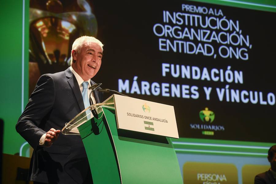 Granada acogió este martes por primera vez la gala de entrega de los Premios Solidarios ONCE, la máxima distinción institucional que otorga la Organización Nacional de Ciegos Españoles en Andalucía a iniciativa de su consejo territorial