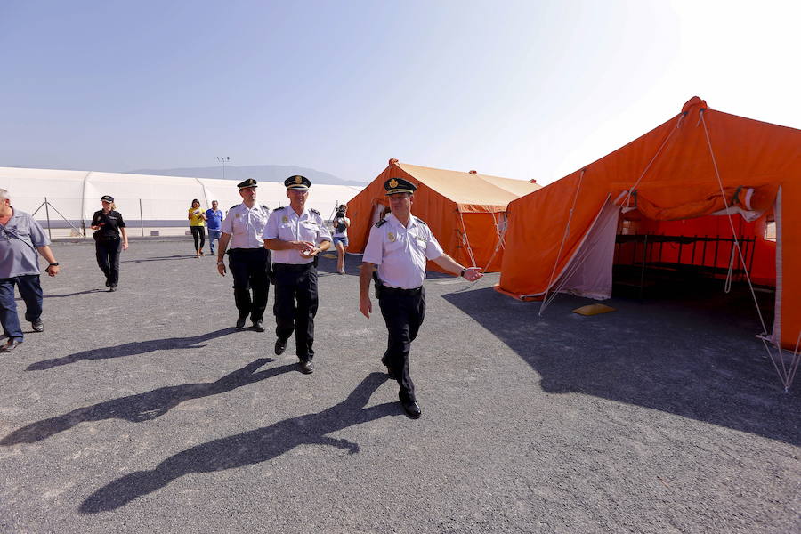 Presentación a los medios del campamento de inmigrantes, el pasado mes de agosto. 