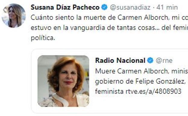 El mundo de la política y la cultura lamentan la pérdida de Carmen Alborch